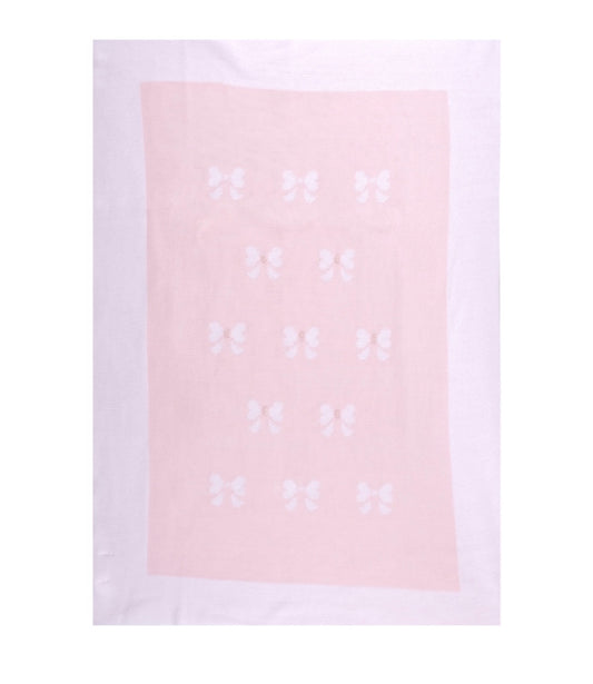 Bimbalo pink & white bow pearly bow blanket