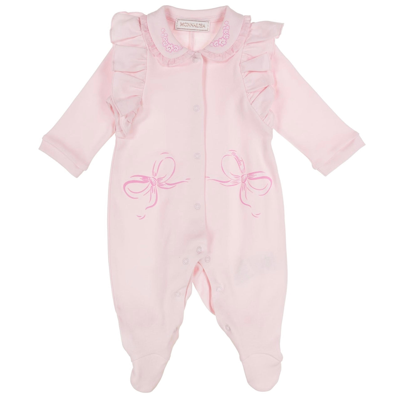 monnalisa pink bow babygrow