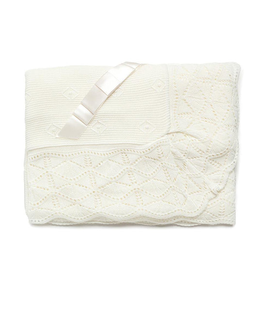 Juliana ivory bow shawl blanket