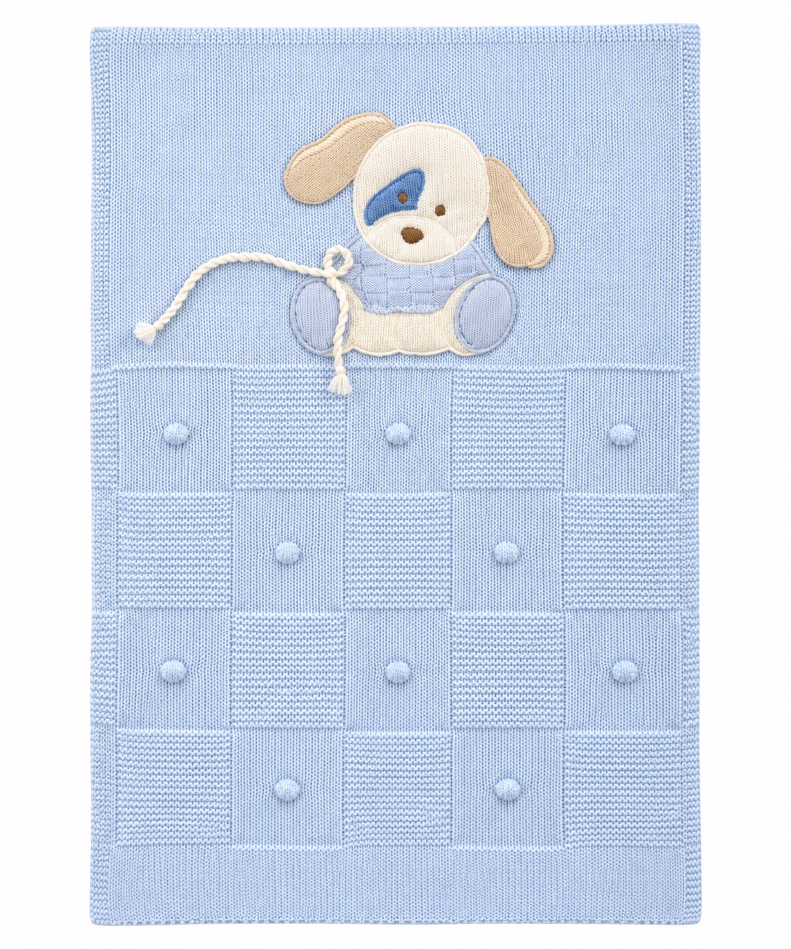 Bimbalo blue knitted dog blanket