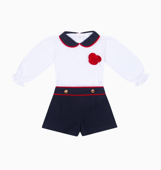 PRE ORDER - Deolinda navy & red short set