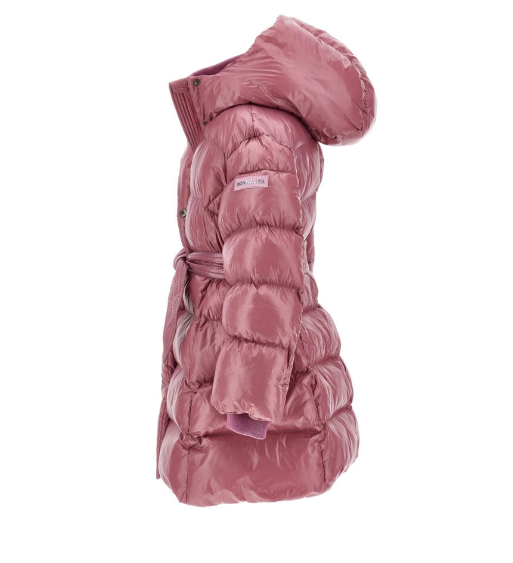 monnalisa pink belted puffer coat