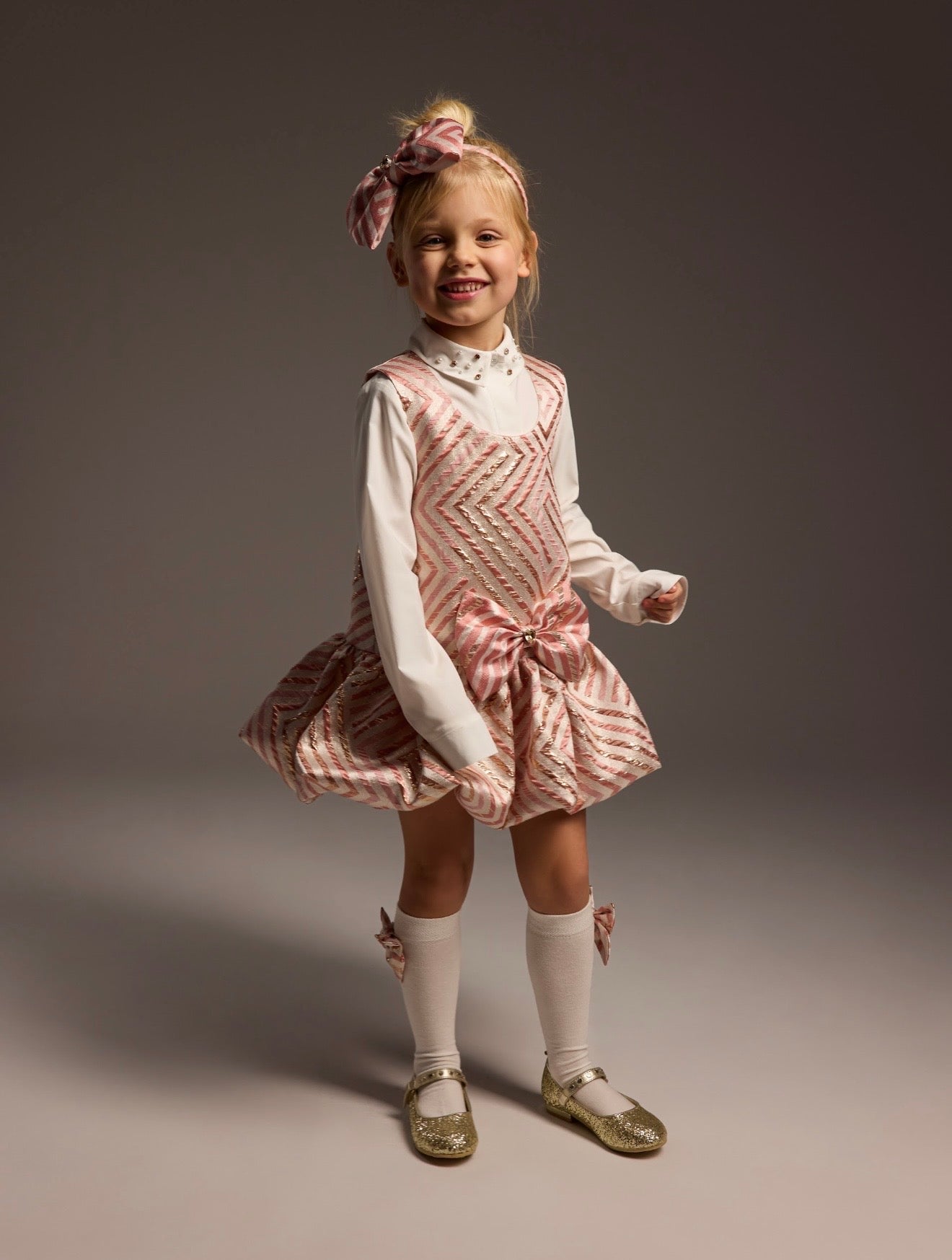 PRE ORDER - Daga ‘sparkle blush’ pinafore & blouse set