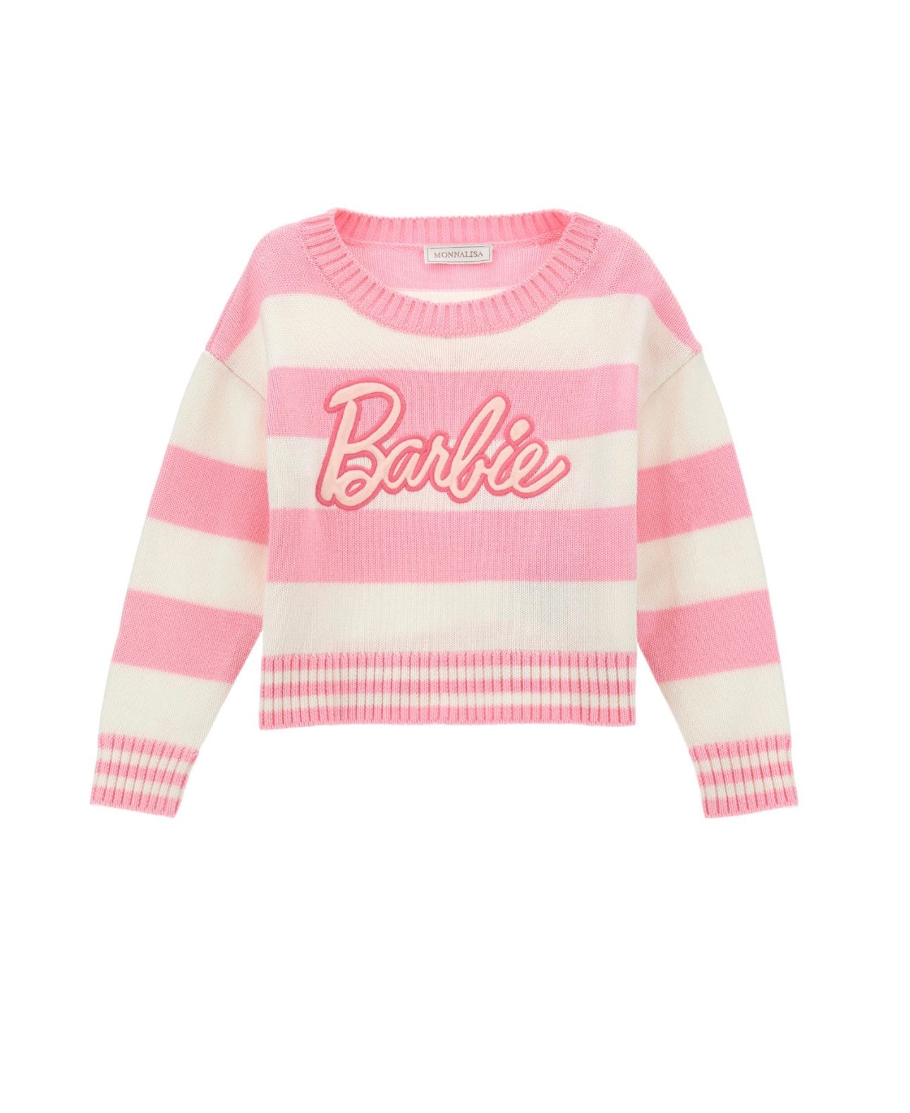 Monnalisa pink & white stripe Barbie jumper