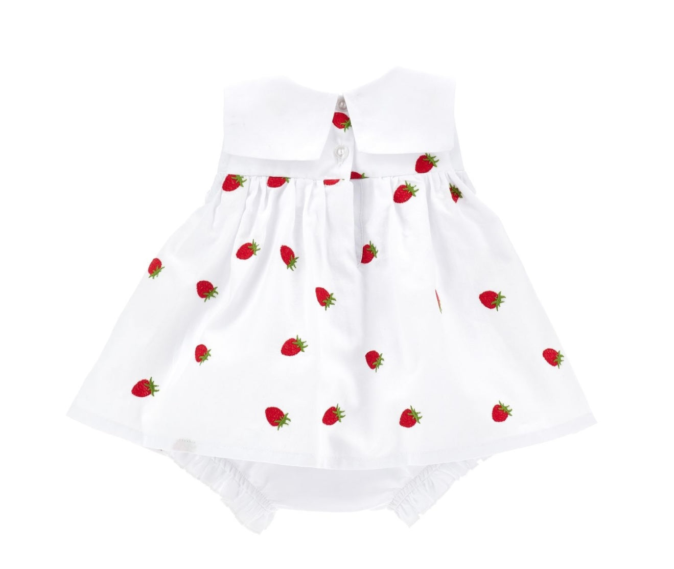 PRE ORDER - monnalisa white cotton strawberry romper dress