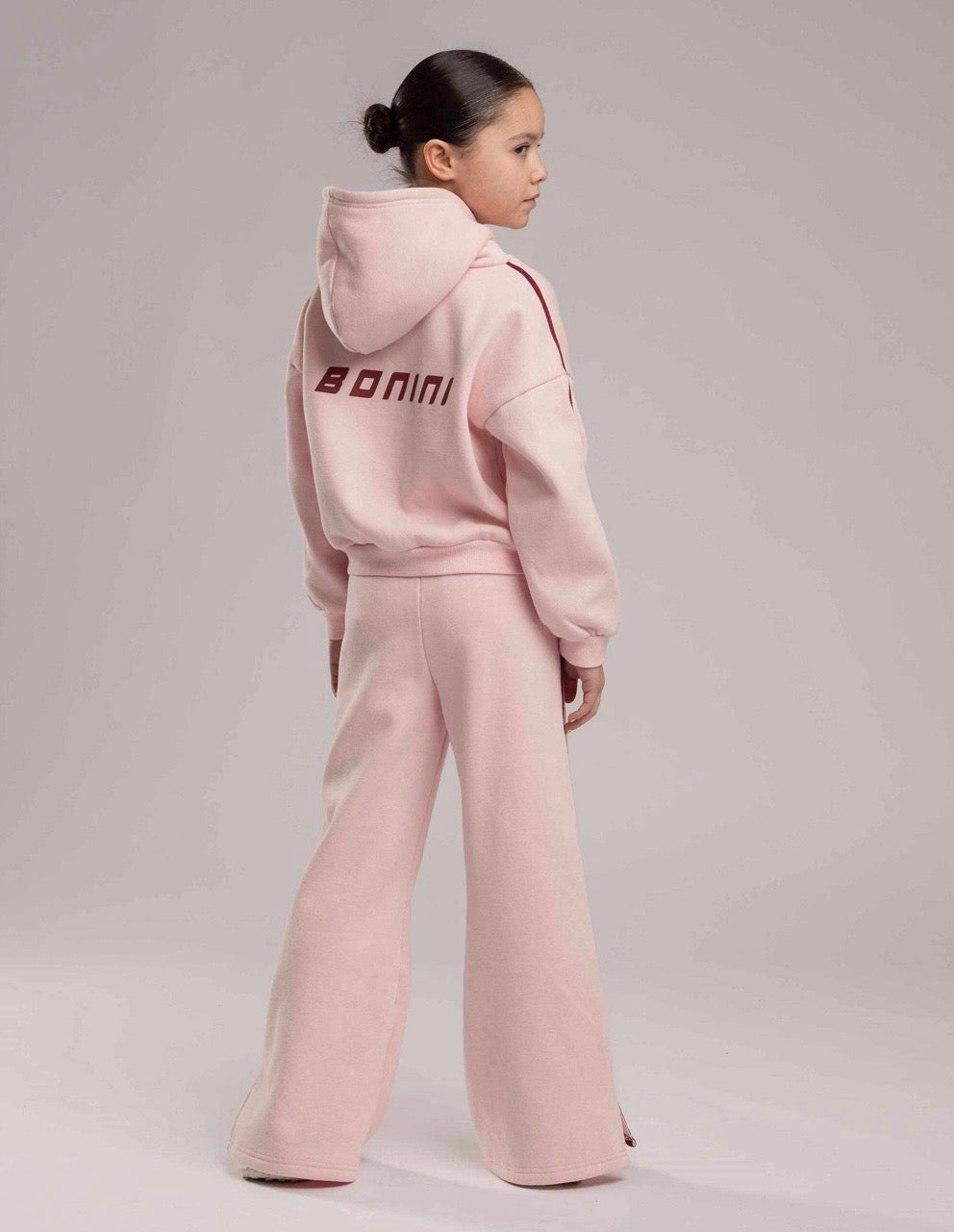Bonini revive light pink & burgundy tracksuit set