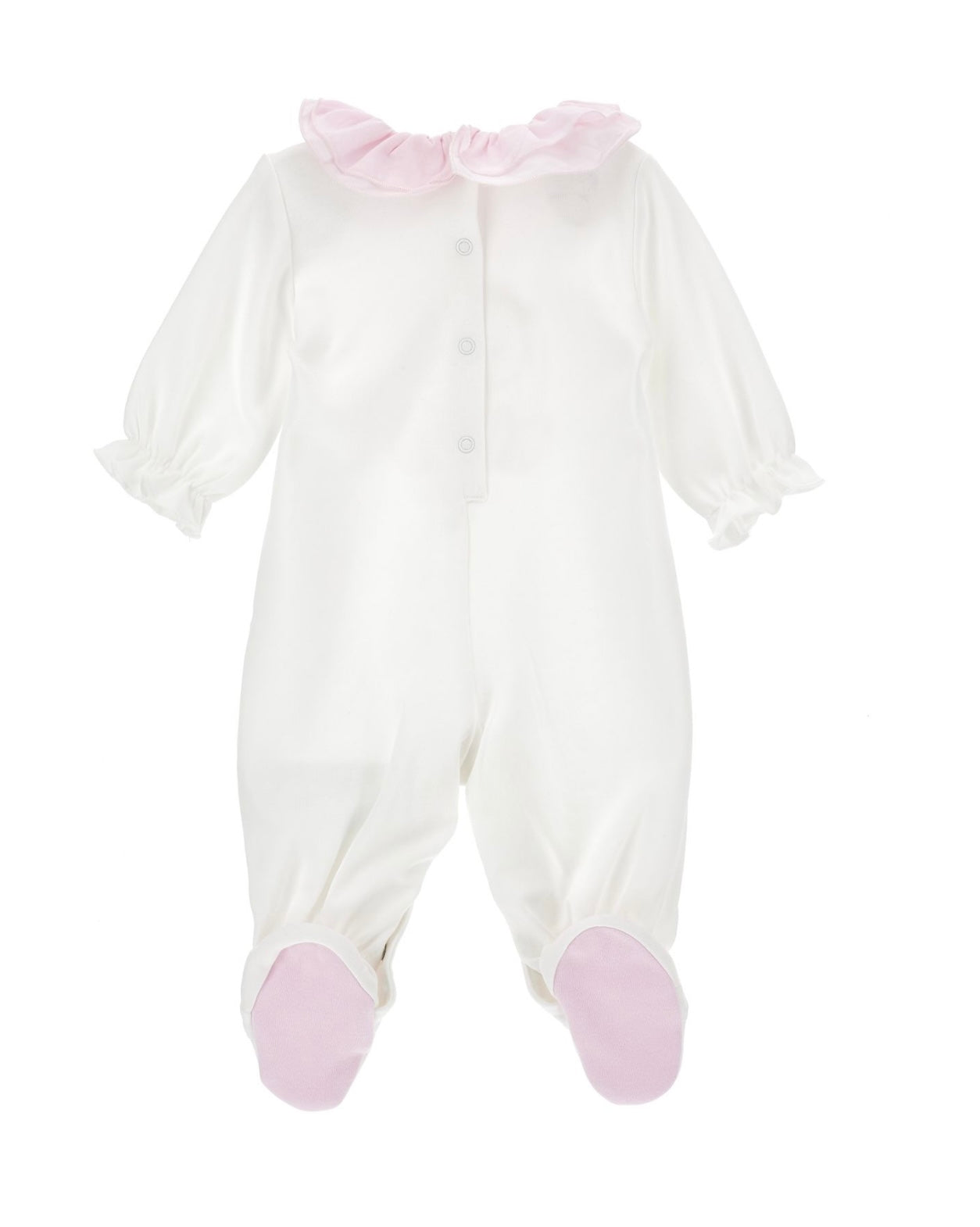 PRE ORDER - monnalisa white & pink bunny frilled babygrow