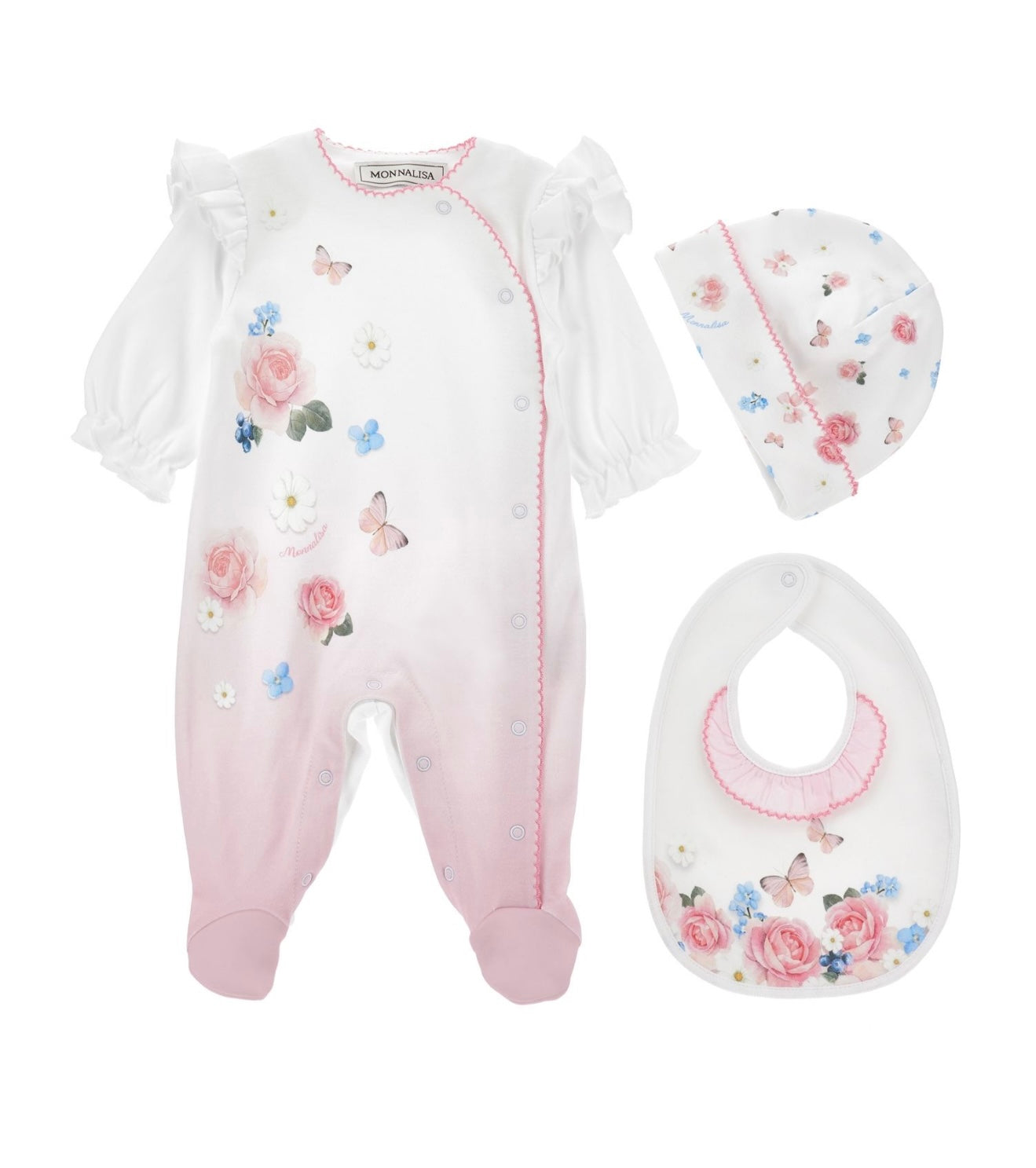 PRE ORDER - monnalisa pink floral butterfly 3 piece set