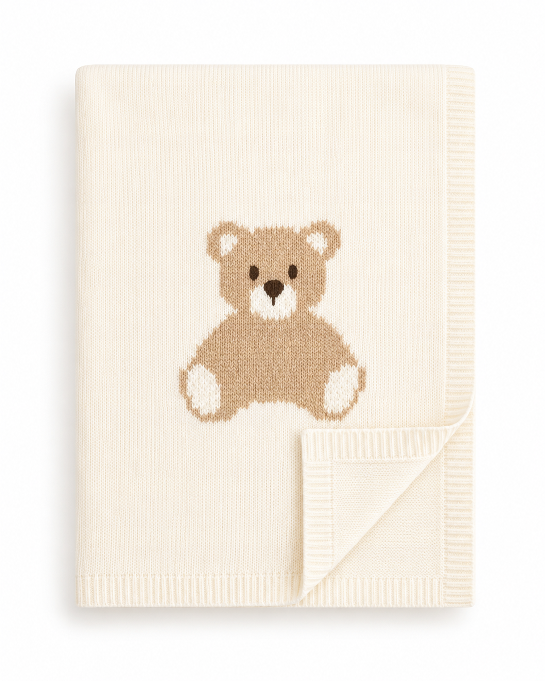 Bimbalo cream teddy knitted blanket
