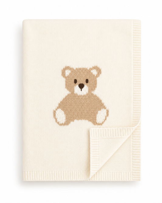 Bimbalo cream teddy knitted blanket