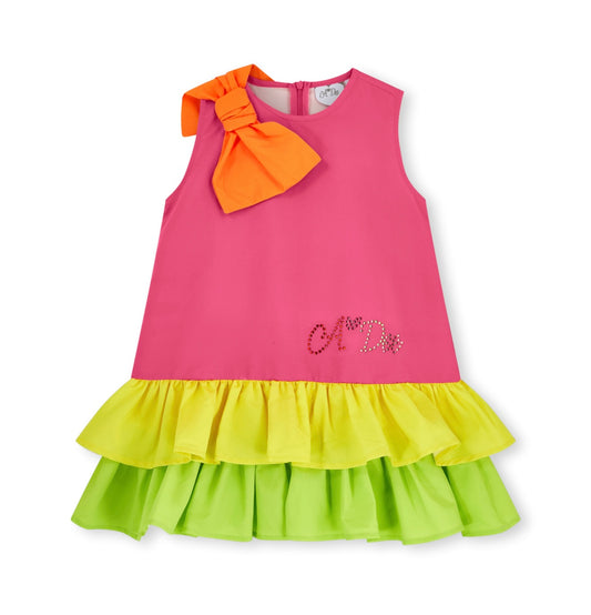 Adee ‘Trudy’ colour block florescent dress