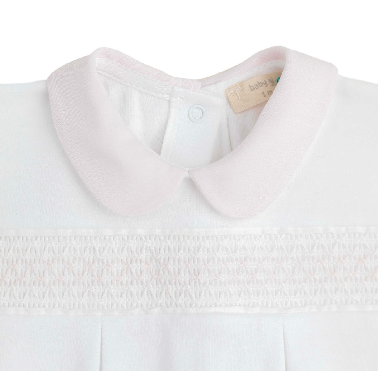 Baby Gi white & pink smocked babygrow