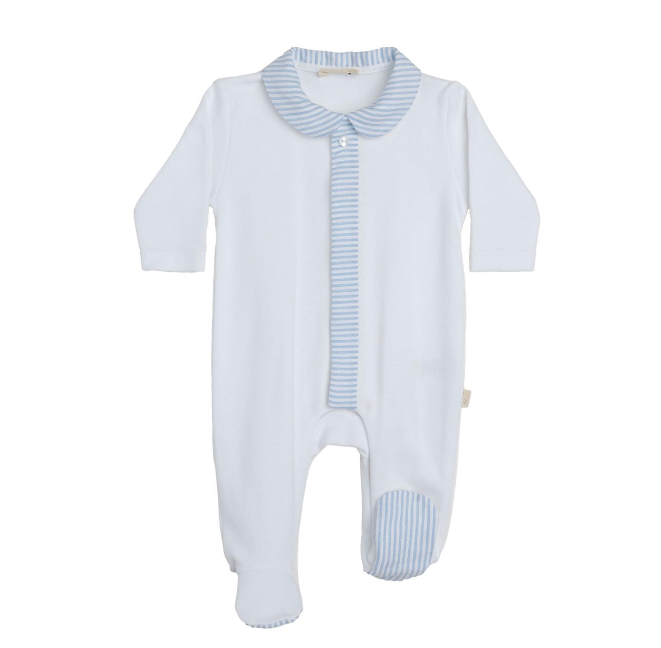 Baby Gi white & blue stripe detailed babygrow