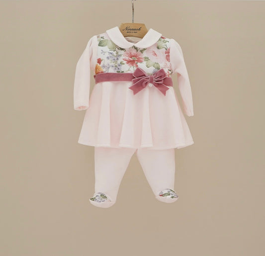 PRE ORDER - Ninnaoh pink multi roses velour legging set