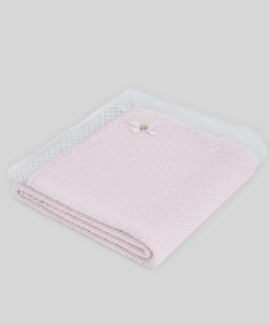 PRE ORDER - Paz baby pink knitted lace blanket