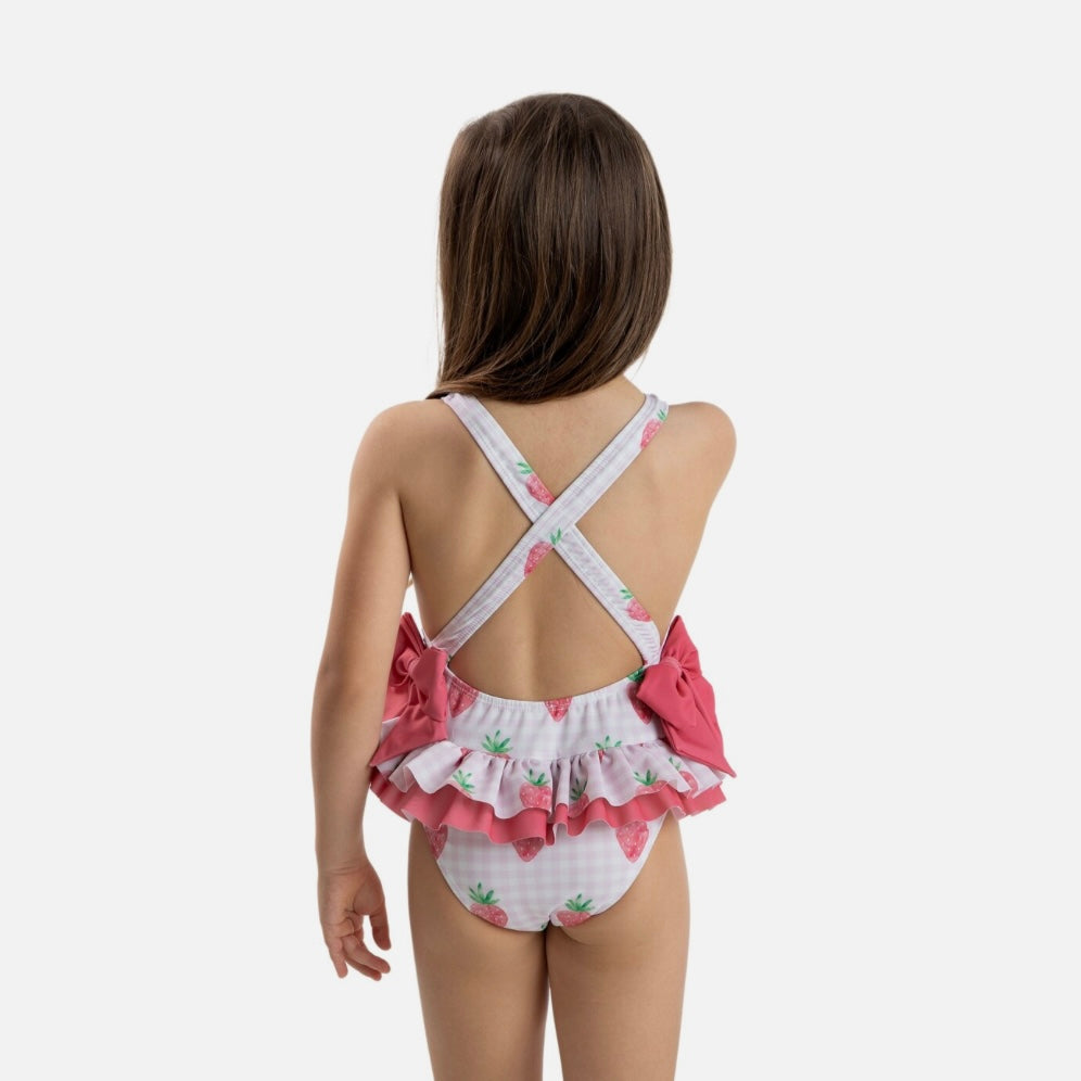 Meia Pata Acapulco strawberry print swimsuit