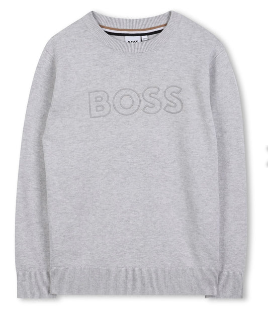 PRE ORDER - Boss grey logo knit sweatshirt