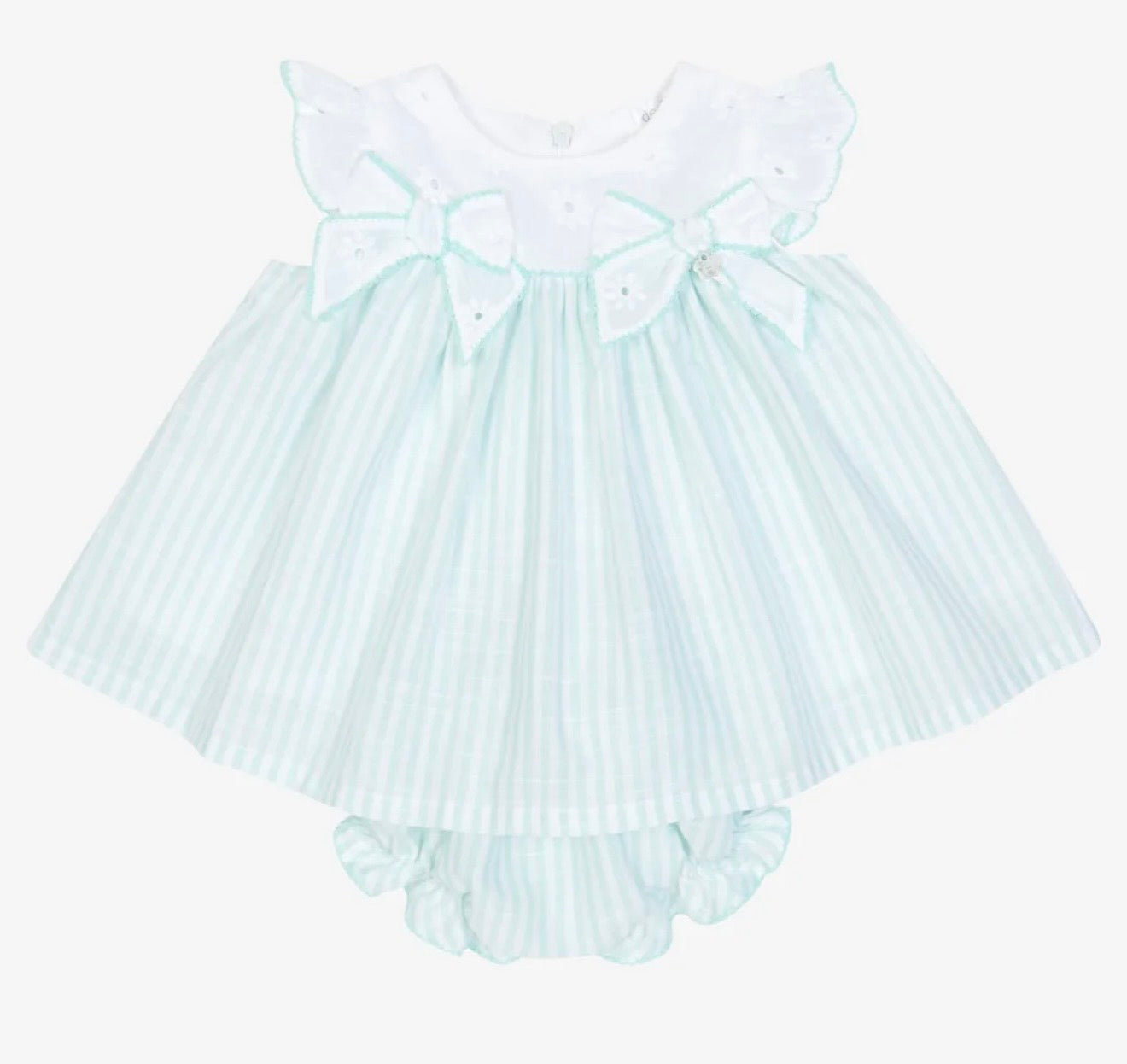 Deolinda mint green striped dress & pant set