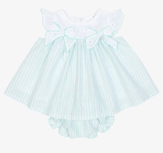 Deolinda mint green striped dress & pant set