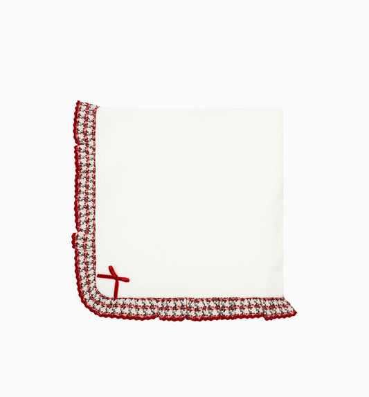 PRE ORDER - Chic by Deolinda white & red check frilled blanket