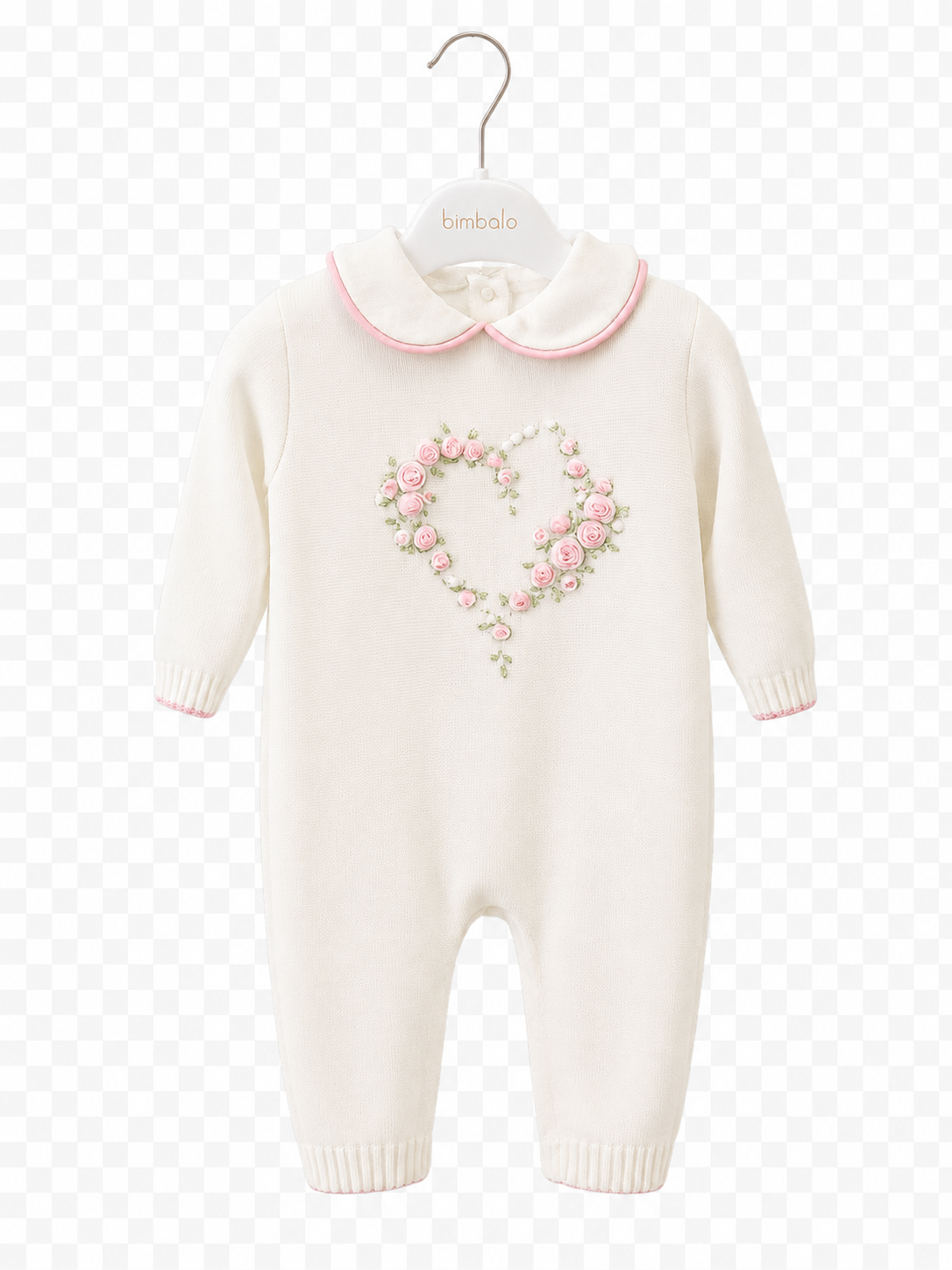 PRE ORDER - Bimbalo knitted flower heart babygrow