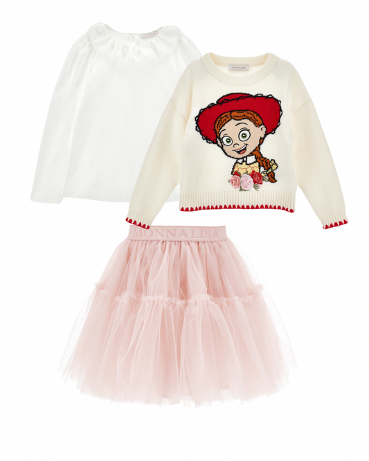 PRE ORDER - Monnalisa Jessy 3 piece tulle skirt set