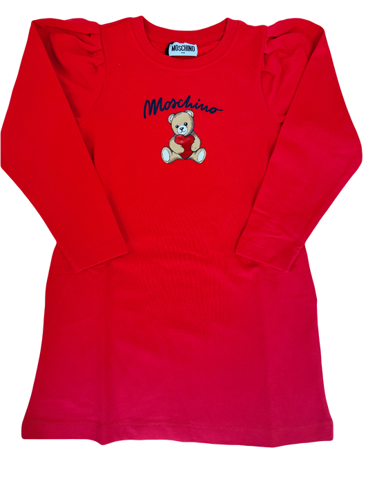 Moschino poppy red teddy bear A-line dress