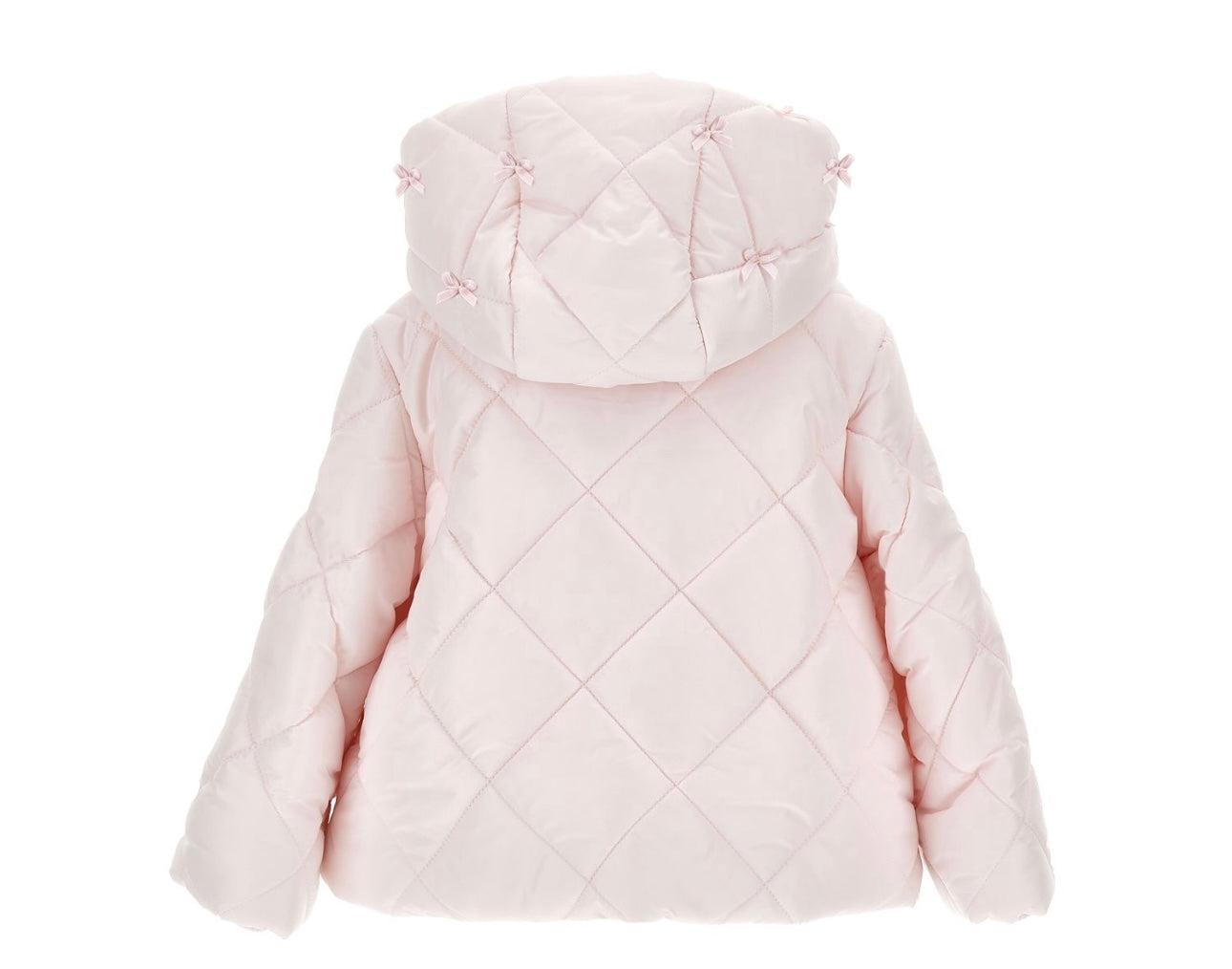Monnalisa pink bow puffer coat