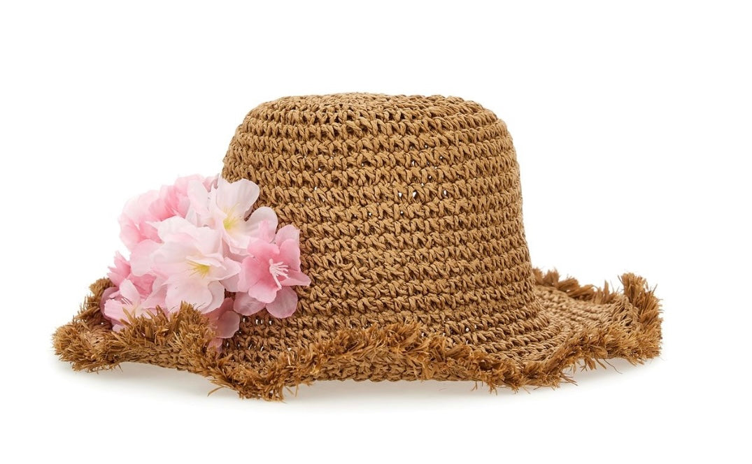 PRE ORDER - Monnalisa woven straw flower beach hat