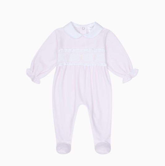 Deolinda pink velour air balloon babygrow