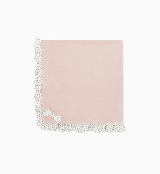 PRE ORDER - Deolinda pink floral bow velour blanket
