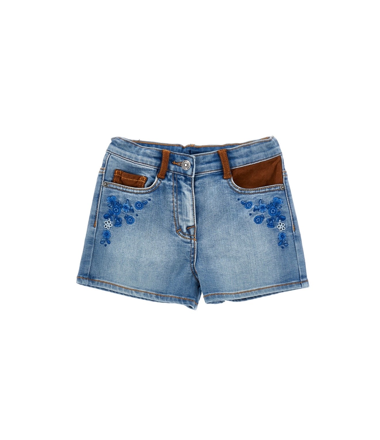 Ermanno Scervino blue embroidered denim jean shorts
