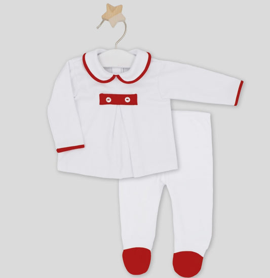 Rapife boys red & white pipped 2 piece pyjama set