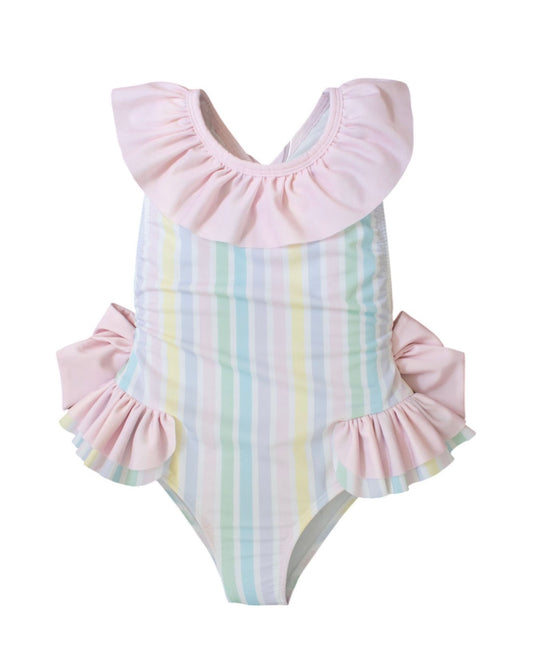 PRE ORDER - meia pata ‘Barbados’ pastel stripe frilled swimsuit