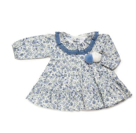 Juliana girls blue & white floral dress