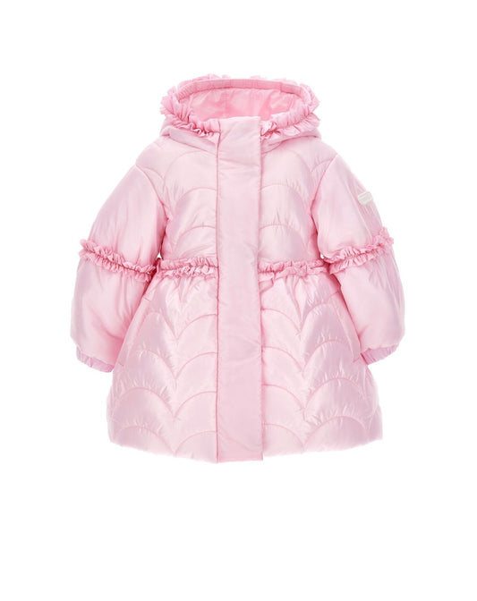 monnalisa pink hooded puffer coat