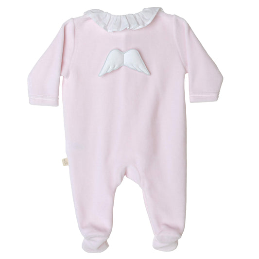 Baby gi pink velour angel wing babygow