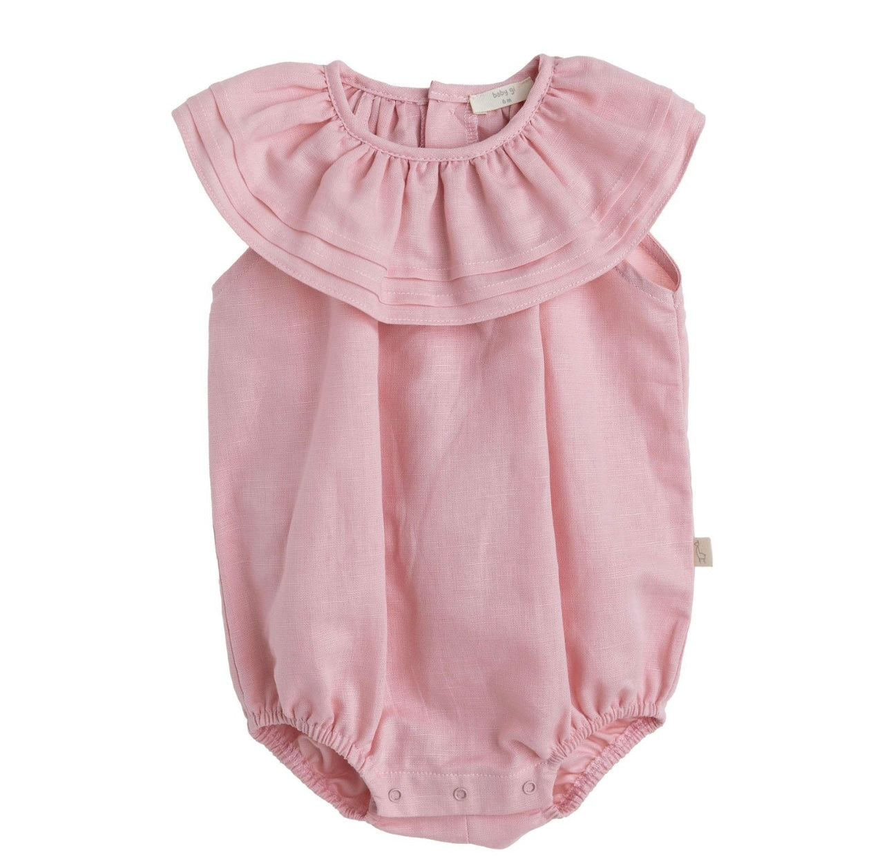 Baby Gi pink linen frilled romper