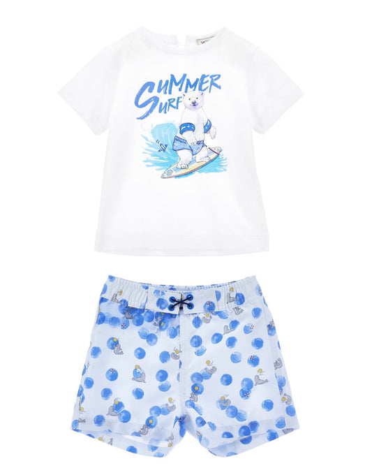 PRE ORDER - Monnalisa ‘summer surf’ T-shirt & swim short set