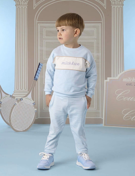 PRE ORDER - Mitch & Son Sean pale blue crew neck tracksuit set
