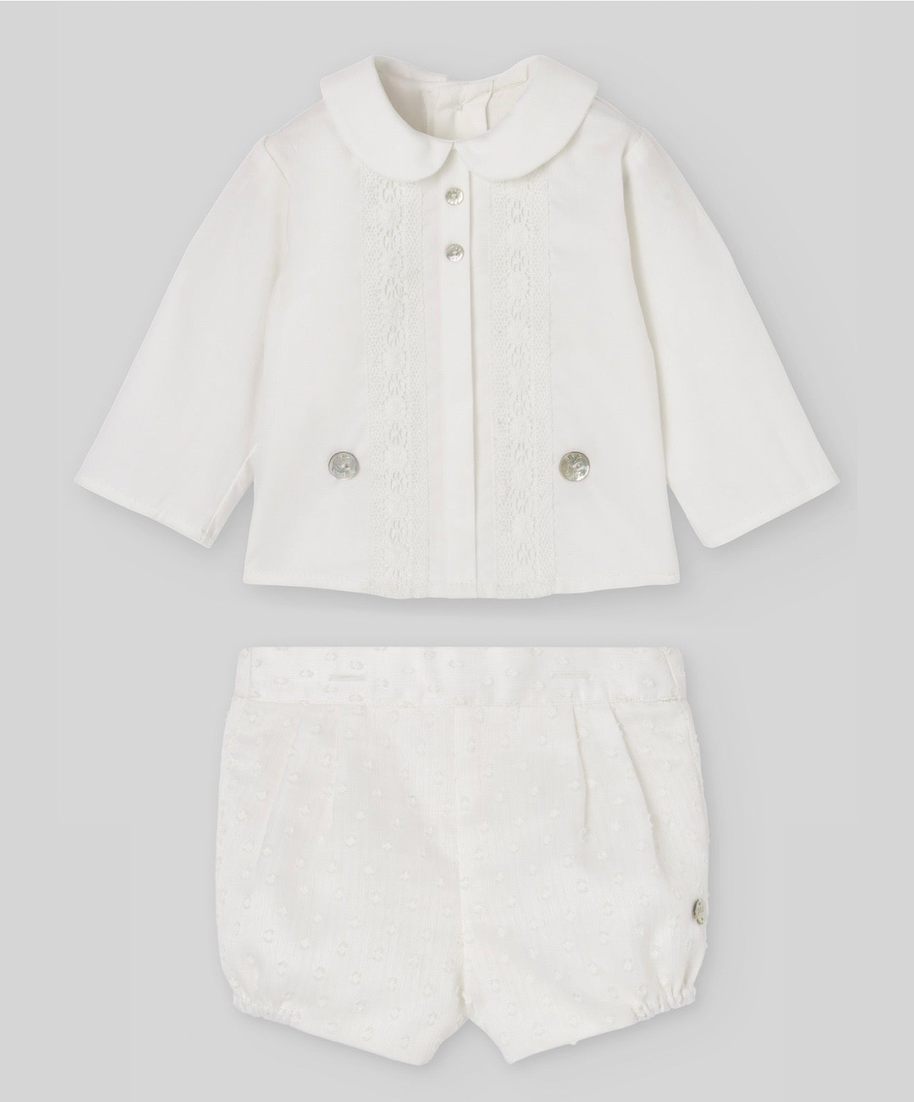 Paz Rodriguez ivory shirt & jam pant set