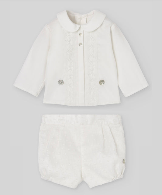 Paz Rodriguez ivory shirt & jam pant set