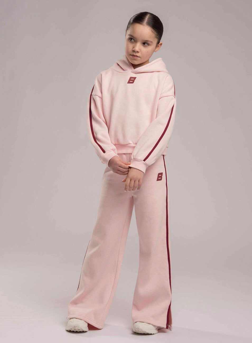 Bonini revive light pink & burgundy tracksuit set