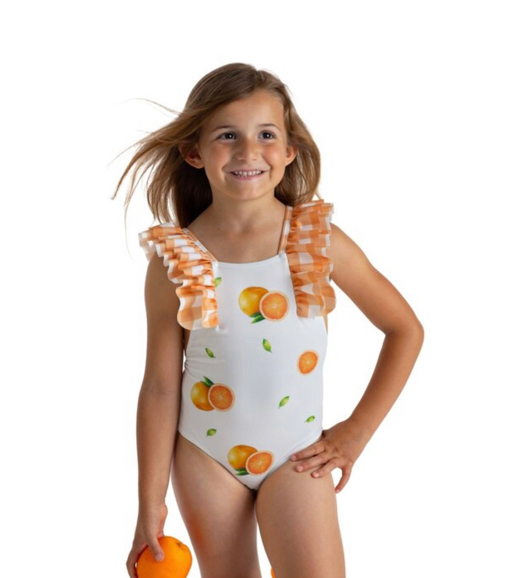 Meia Pata tulum oranges print swimsuit