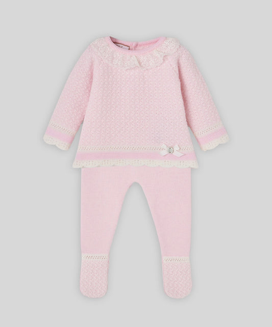 Paz Rodriguez pink lace knitted legging set