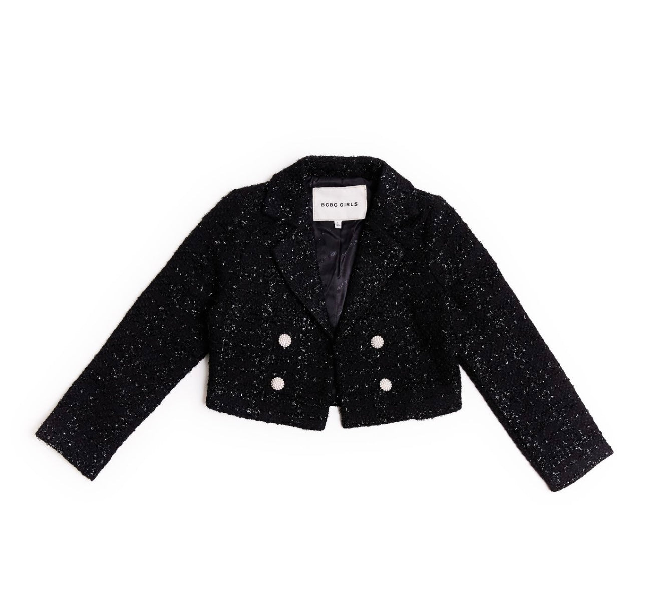 BCBG girls black tweed jacket & skirt set