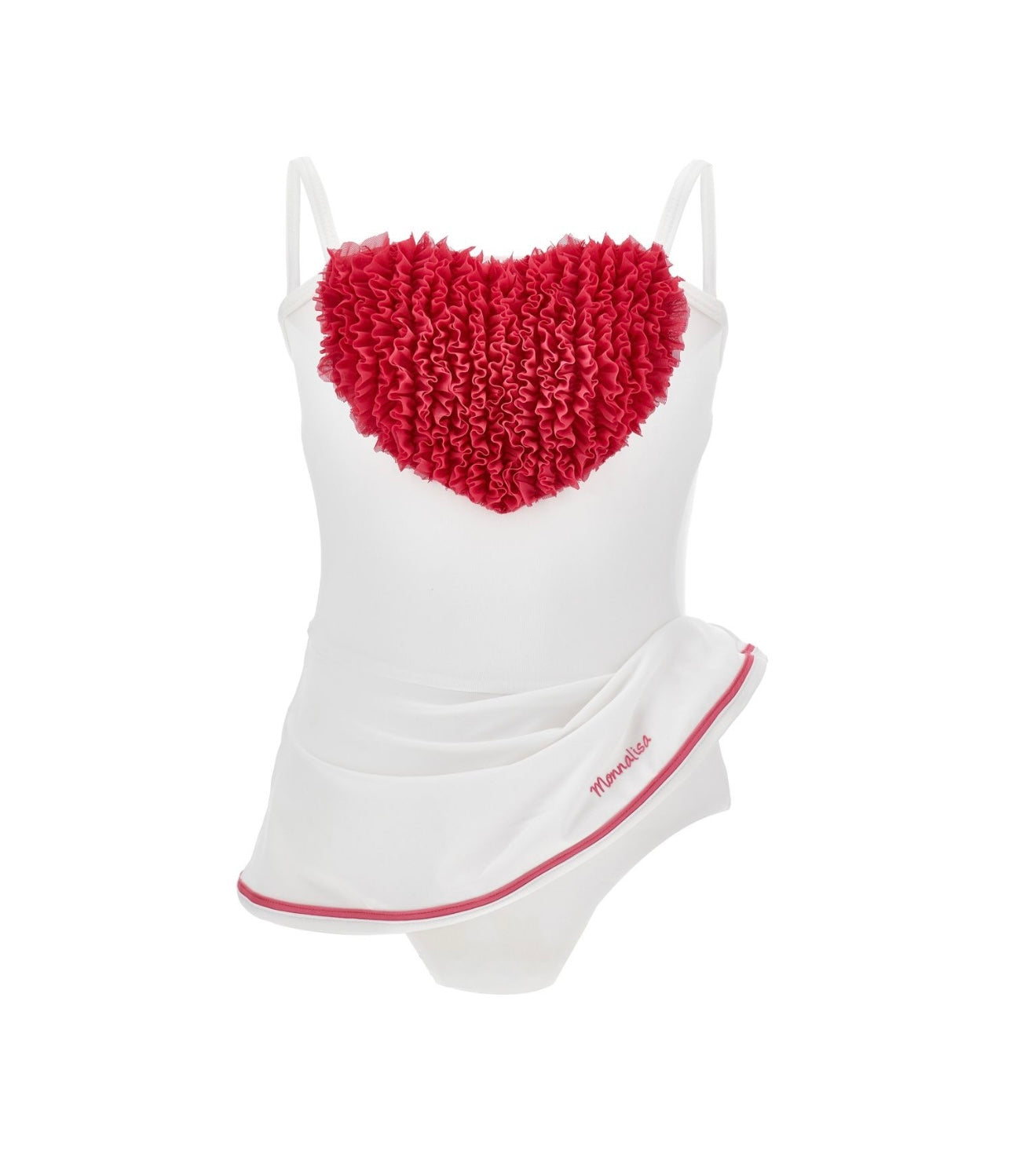 PRE ORDER - Monnalisa pink & white love heart skirted swimsuit