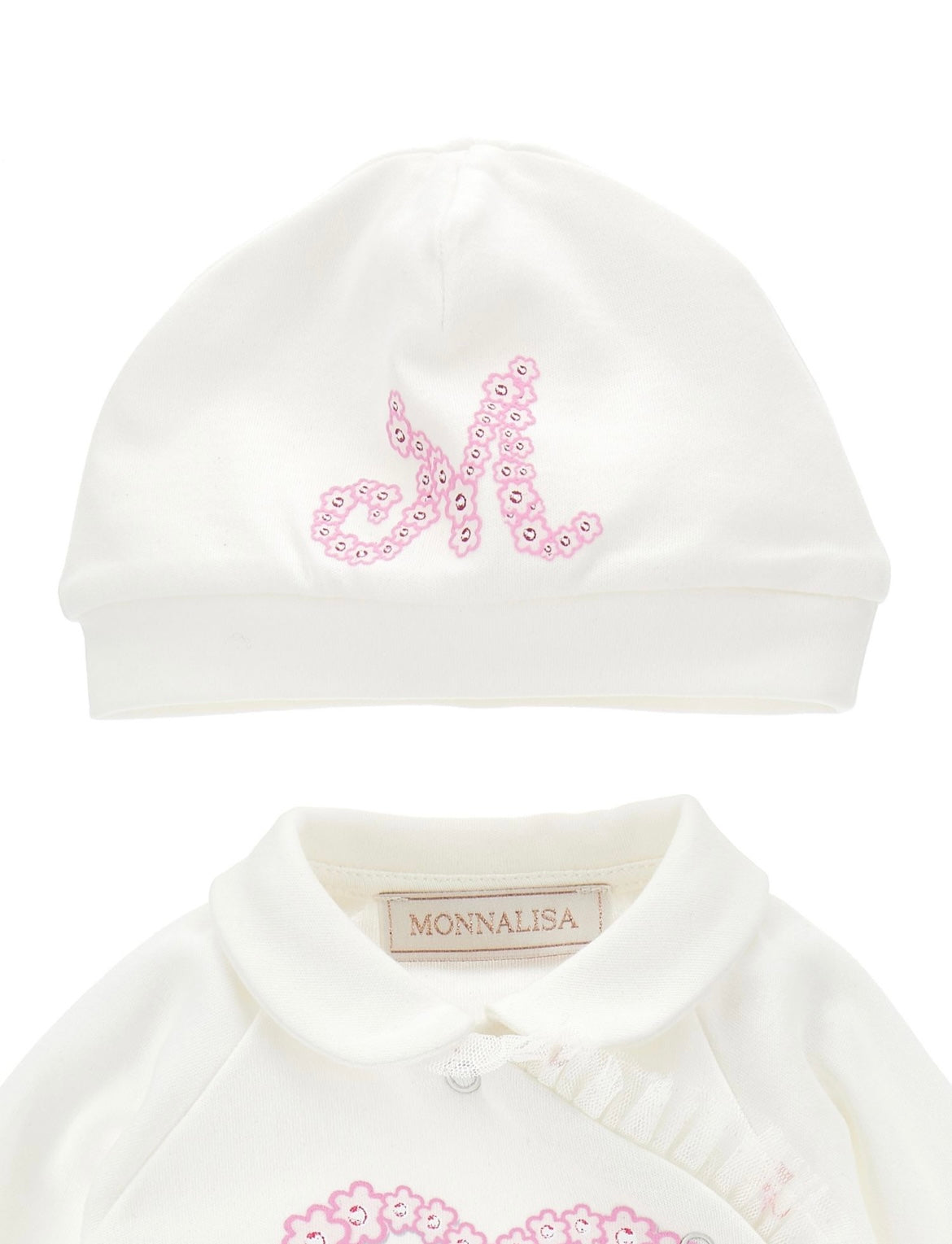 monnalisa white bow babygrow set