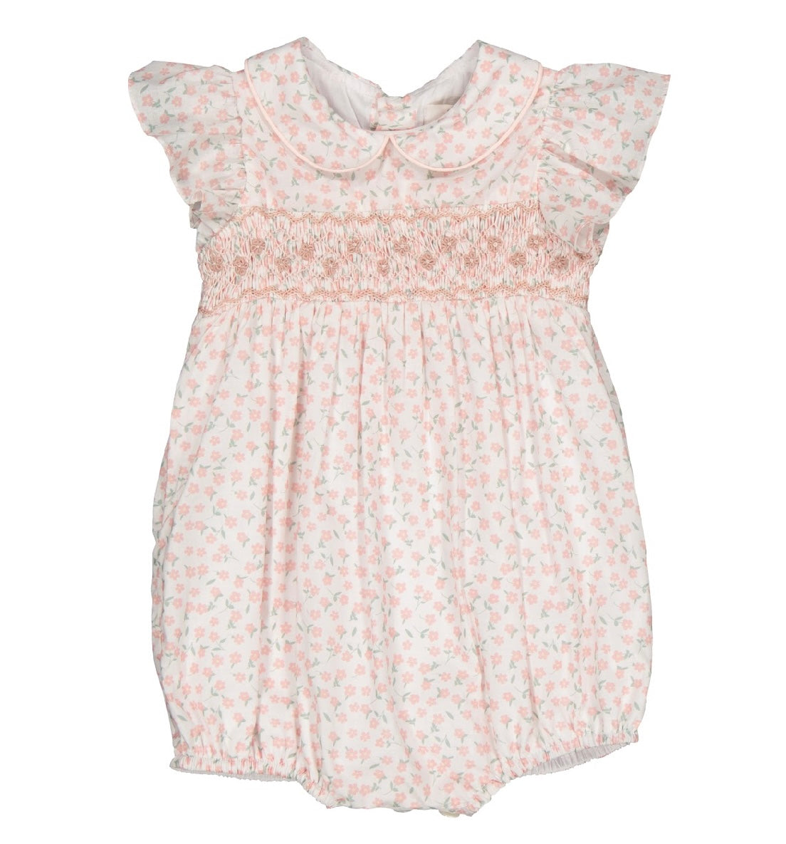 Kidiwi pink floral ‘julyne’ smocked romper