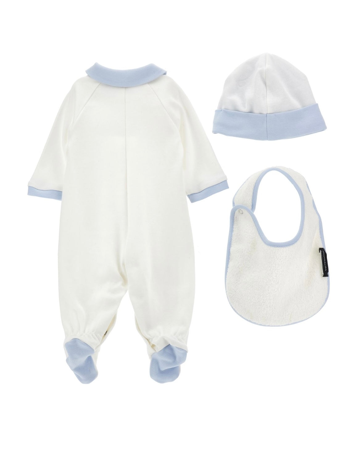 Monnalisa white & blue hot air balloon babygrow 3 piece set